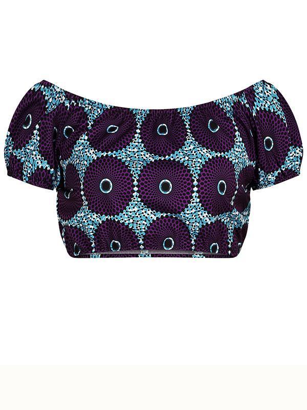 Women's Printed Short-sleeved Top Wide-leg Pants Two-piece Set