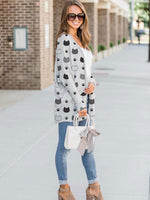 Load image into Gallery viewer, Ladies Cat Paw Print Casual Cardigan
