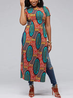 Load image into Gallery viewer, Women&#39;s Ethnic Split Short Sleeve Zipper Top
