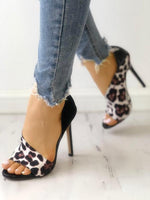 Load image into Gallery viewer, Leopard Print Open Toe High Heel Sandals

