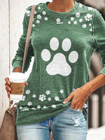 Load image into Gallery viewer, Cute dog paw print long sleeve casual sweatshirt
