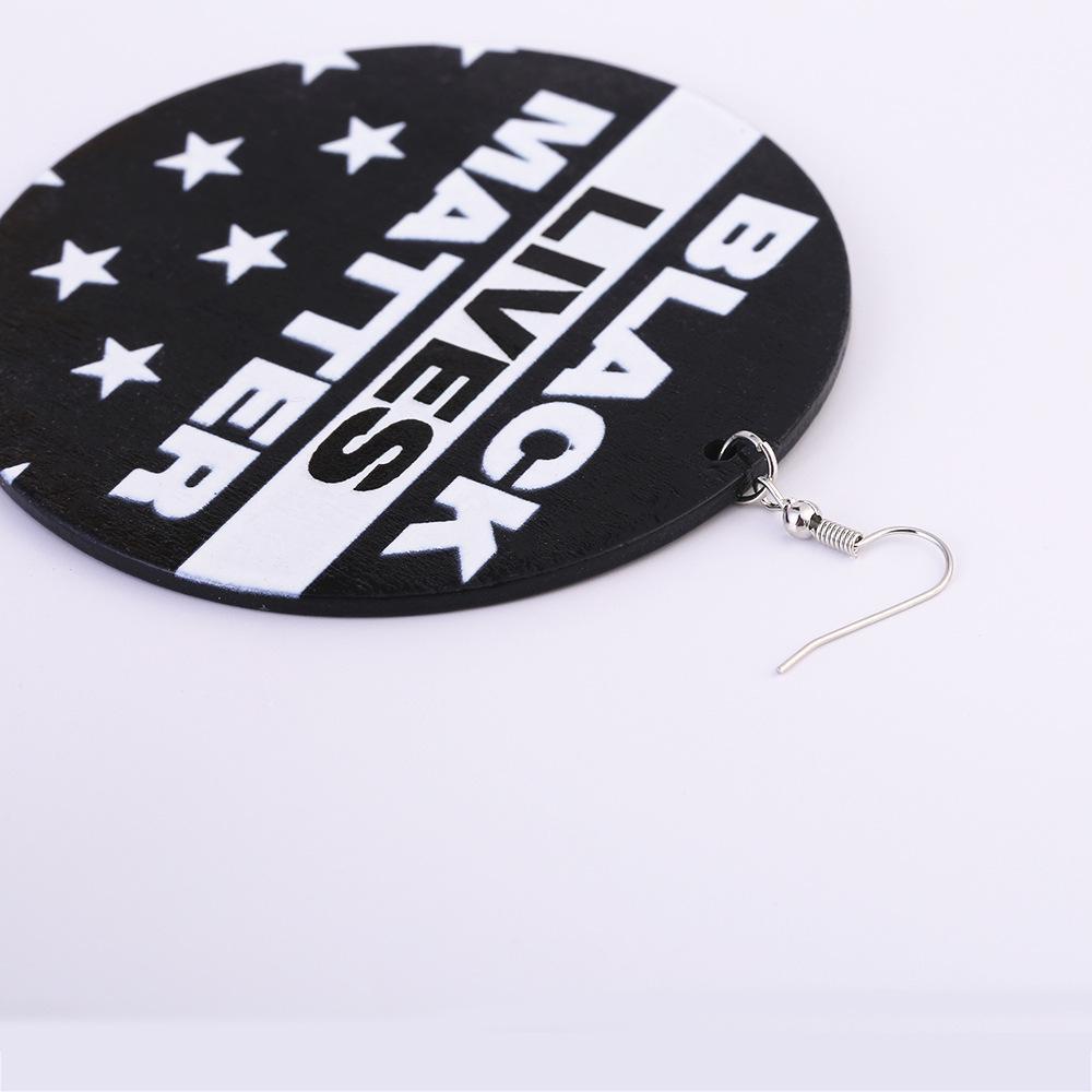 Exaggerated Wooden Letter Print Earrings