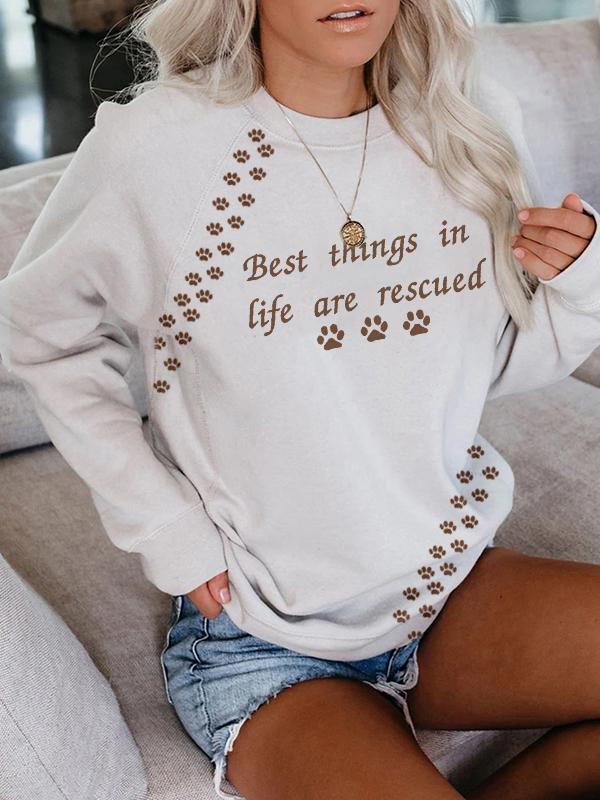 Women's casual dog paw print sweatshirt