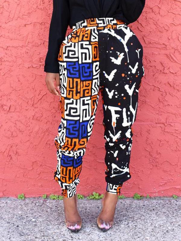 Casual high waist zipper trousers