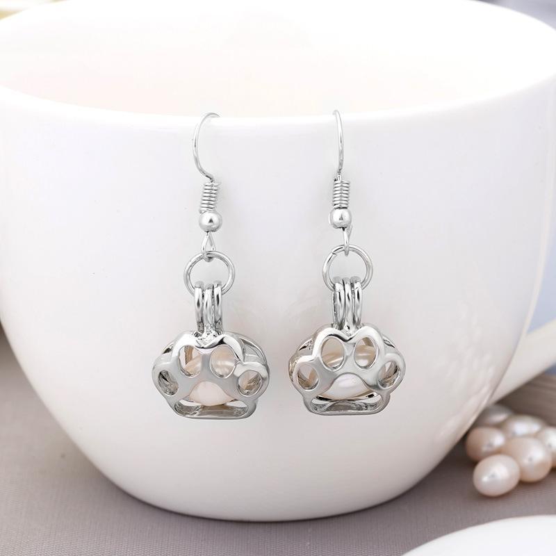 Personalized Hollow Multicolor Luminous Dog Paw Earrings