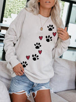 Load image into Gallery viewer, Love dog paw print casual long-sleeved Sweatshirt
