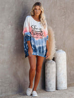 Load image into Gallery viewer, She Is Strong Proverbs 31:25 Printed Tie-Dye Long-Sleeved T-Shirt
