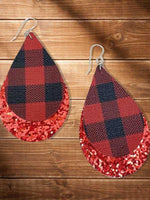 Load image into Gallery viewer, Buffalo Plaid Leather Earrings
