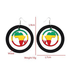 Load image into Gallery viewer, Map hollow wooden big earrings
