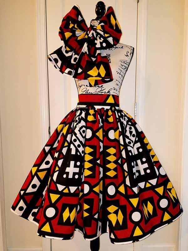 Women's Elegant African Ankara Print High Waist Skirt