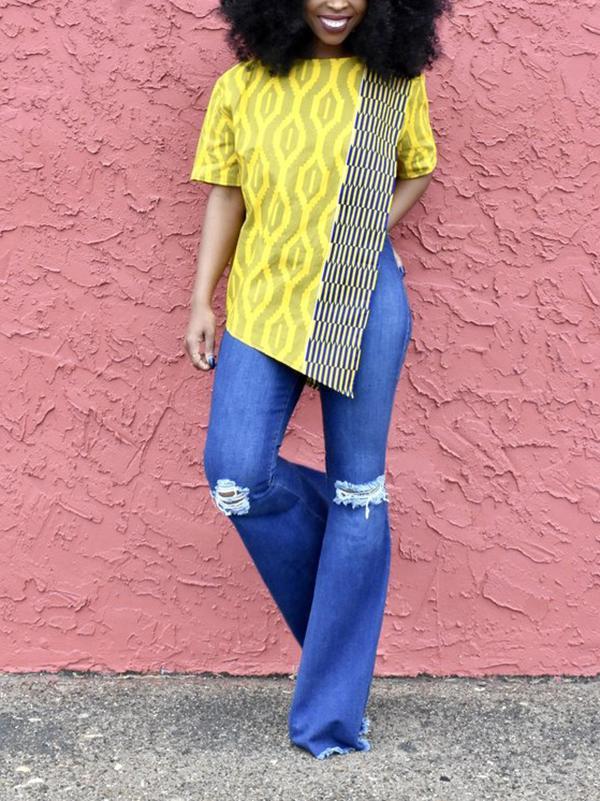 Women's Ethnic Irregular Sleeve Top