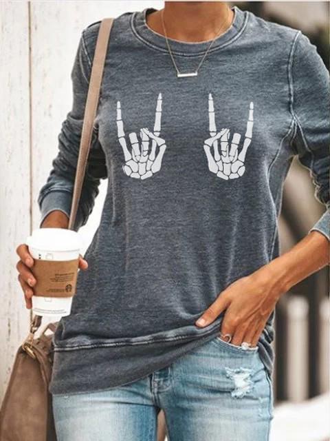 Women's Rock On Skeleton Hands T-shirt
