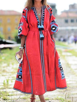 Load image into Gallery viewer, Women&#39;s retro ethnic print dress
