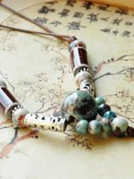 Load image into Gallery viewer, Women&#39;s hand-woven ethnic ceramic beads long necklace sweater chain
