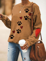 Load image into Gallery viewer, Women&#39;s casual round neck dog paw print sweater
