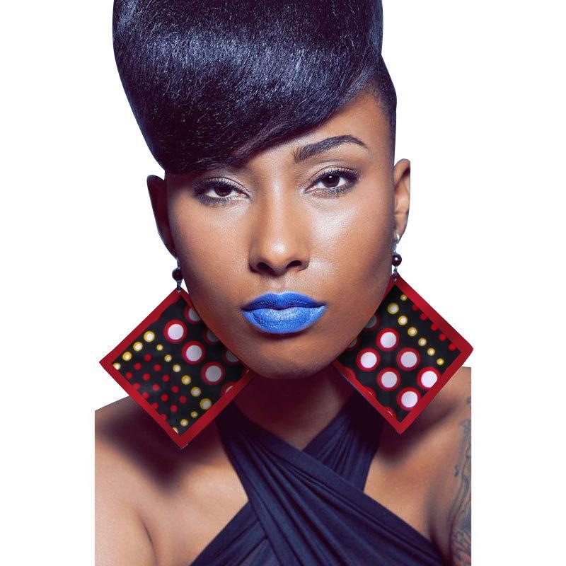 African print ethnic style retro earrings fashion geometric leaf earrings