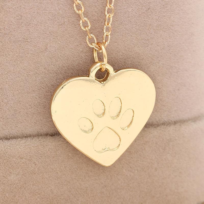 Ladies heart shape and dog paw pattern necklace