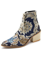Load image into Gallery viewer, Ladies Embroidered Print Block Heel Shoes
