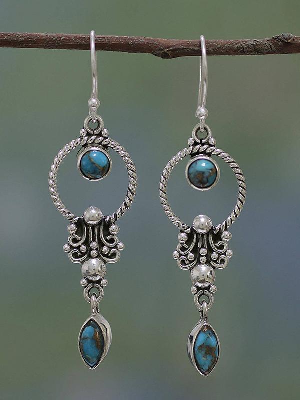 Vintage Inlaid Turquoise Earrings