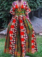 Load image into Gallery viewer, Sexy Ethnic Printed V-neck Mid-sleeved Jumpsuit
