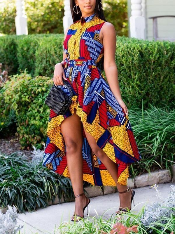 Women's Printed Sleeveless Irregular Hem Top