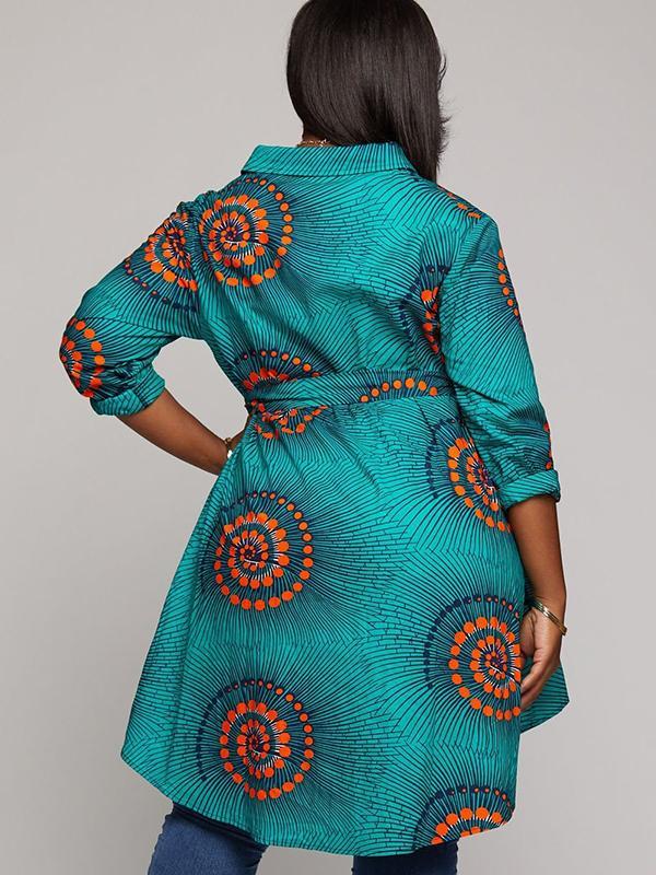 Women's African Print Irregular Hem Shirt