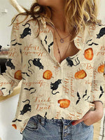 Load image into Gallery viewer, Women&#39;s Haunted Night from Wilmington Cat Blouse Shirt
