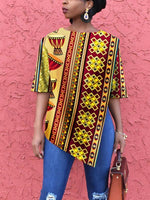 Load image into Gallery viewer, Casual round neck print irregular hem top
