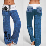 Load image into Gallery viewer, Women&#39;s Dog Mom&#39;s Paw Print Drawstring Pockets Stretch Wide Leg Yoga Pants
