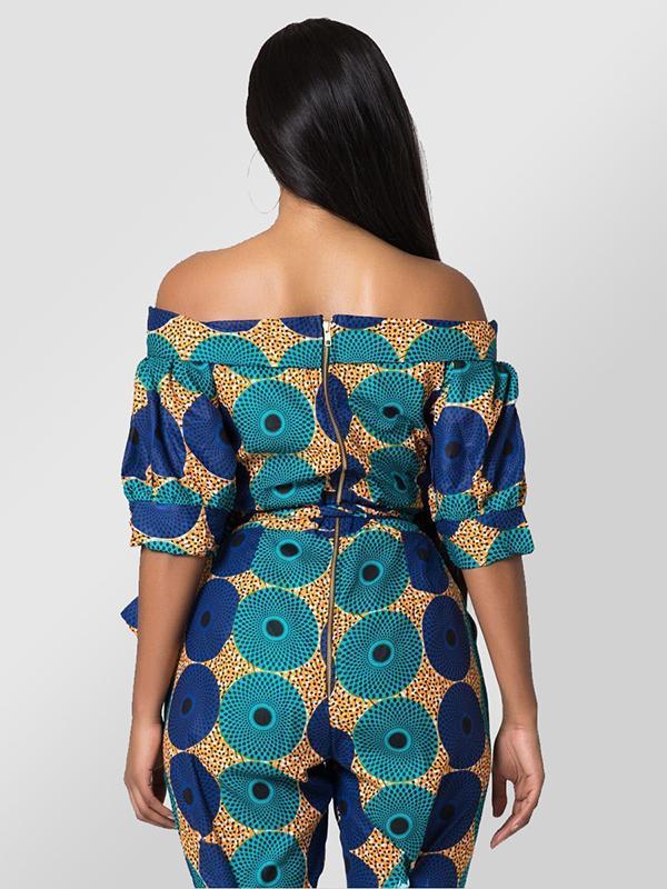 Women's Ethnic Lantern Sleeve Strapless Jumpsuit