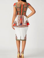 Load image into Gallery viewer, Women&#39;s printed short-sleeved slim skirt two-piece suit

