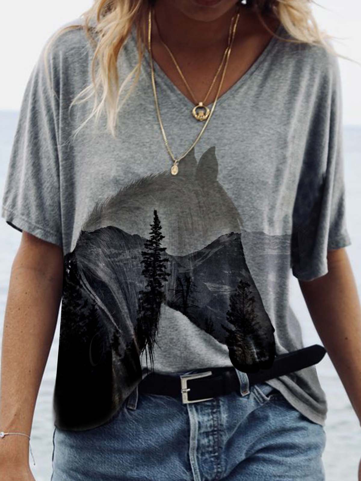 Women's Horse Print T-shirt