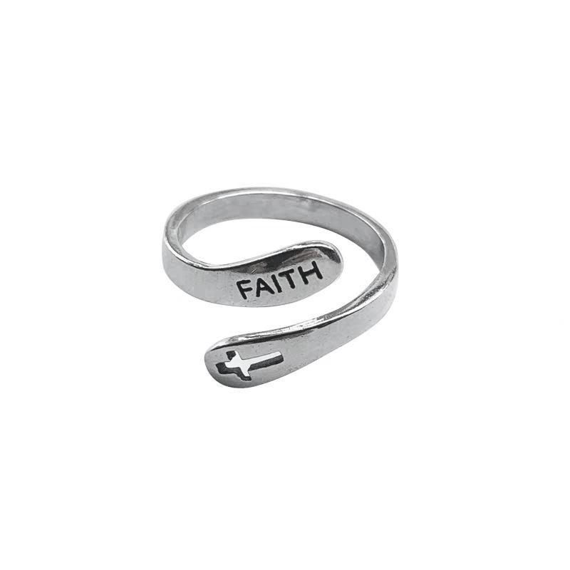 FAITH Cross Open Ring