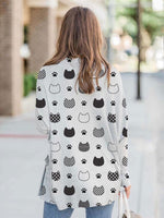 Load image into Gallery viewer, Ladies Cat Paw Print Casual Cardigan
