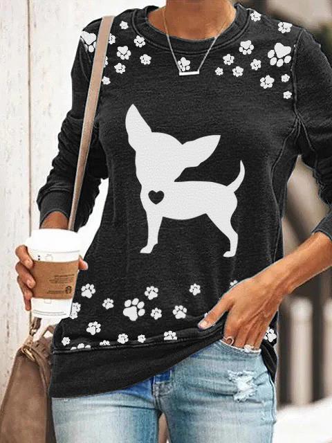 Cute dog paw print long sleeve sweatshirt