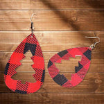 Load image into Gallery viewer, Plaid Hollow Out Christmas Tree Leather Earrings
