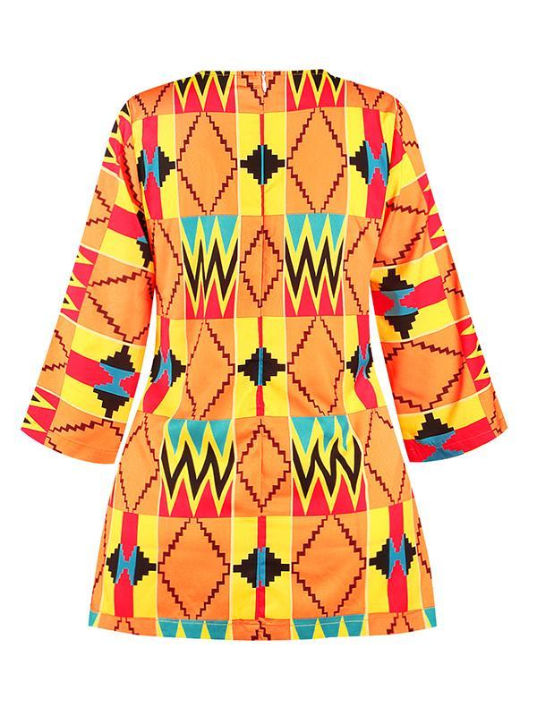 Ethnic Zipper Round Neck Mid-length Split Top