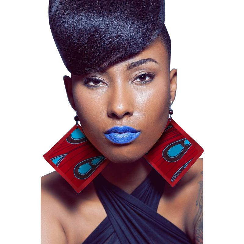 African print ethnic style retro earrings fashion geometric leaf earrings
