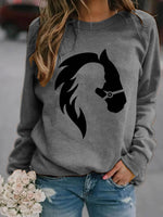 Load image into Gallery viewer, Girl And Horse Print Long Sleeve Sweatshirt

