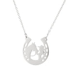 Load image into Gallery viewer, Simple lady Horse girl clavicle chain stainless steel horseshoe pendant necklace

