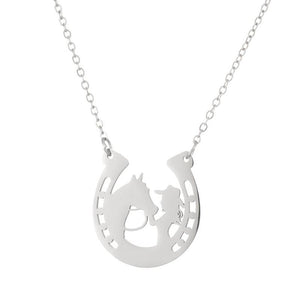 Simple lady Horse girl clavicle chain stainless steel horseshoe pendant necklace
