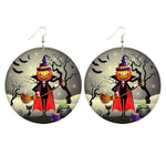 Load image into Gallery viewer, Halloween wooden pumpkin castle bat ghost earrings
