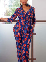 Load image into Gallery viewer, Sexy printed three-quarter sleeve jumpsuit
