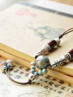 Load image into Gallery viewer, Women&#39;s hand-woven ethnic ceramic beads long necklace sweater chain
