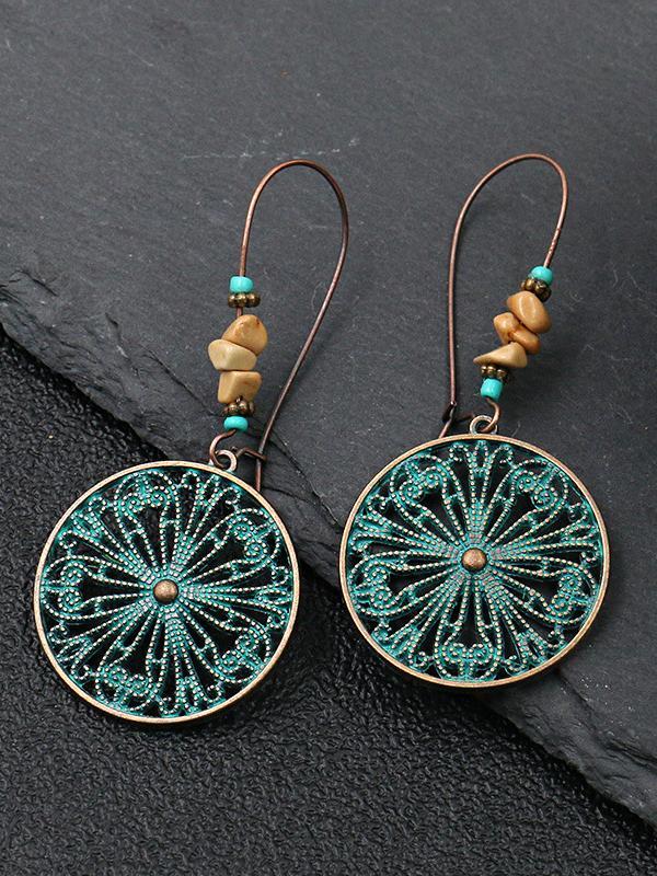 Creative Flower Fashion Retro Alloy Round Earrings