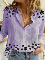 Load image into Gallery viewer, Cute dog paw print cotton and linen casual shirt
