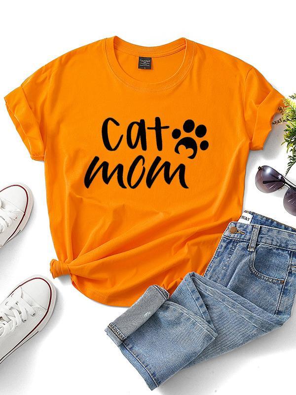 Casual letter printed short-sleeved T-shirt