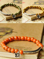 Load image into Gallery viewer, Ethnic style ceramic bracelet flower glaze bead bracelet
