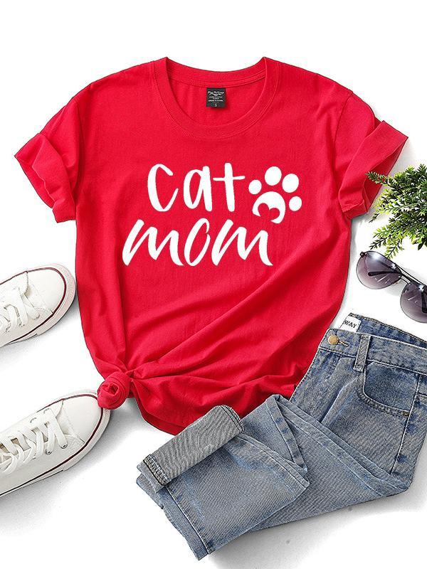 Casual letter printed short-sleeved T-shirt