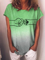 Load image into Gallery viewer, Ladies Fist And Dog Paw Print T-shirt
